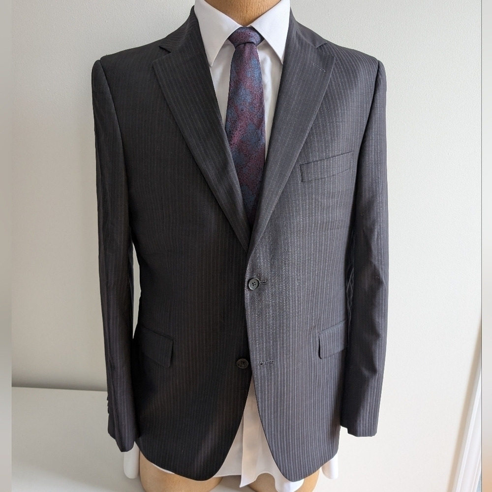 🇨🇦JACK VICTOR Charcoal Gray Suit Jacket with Pinstripes
